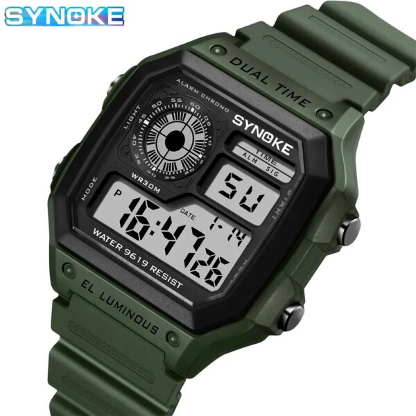 SYNOKE Digital Watches Men Sports Luminous Multifunction Waterproof Chrono Wristwatch Outdoor and Running Student Seven Light