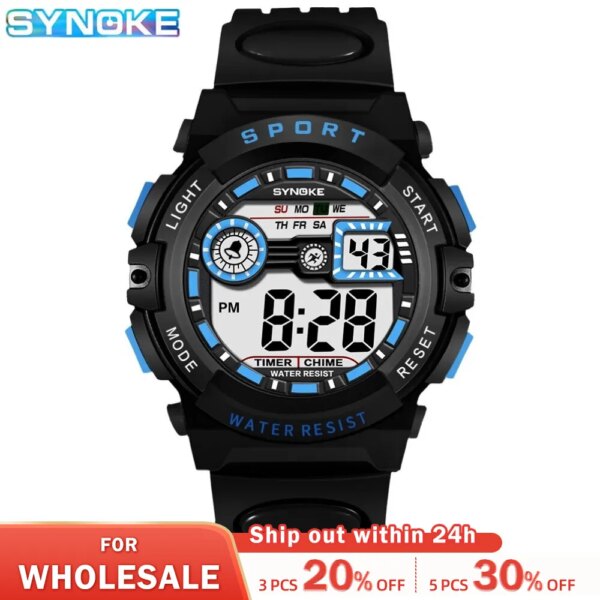 SYNOKE Men Student Movement Digital Watch Waterproof Fall Proof And Shock Resistant Multi Function Sports Watch Boy Luminous