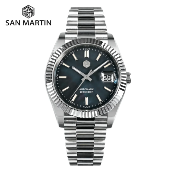 San Martin Retro DATE JUST V2 40mm Men Watch Luxury Automatic Mechanical Watches Sapphire Cyclops 10Bar Luminous BGW-9 SN0059-2