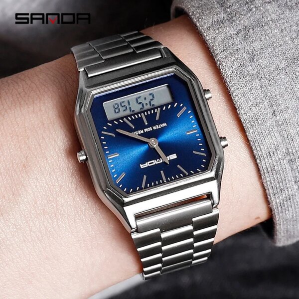 Sanda New Men’s Business Quartz Watch Simple Men’s Watch Fashion Retro Steel Band Watch