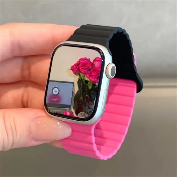 Sexy Color Block Silicone Strap For Apple Watch Band Series 7 8 9 SE 6 2 3 38 44 40mm 45 41MM 42 44 mm For iWatch 49MM Bracelet