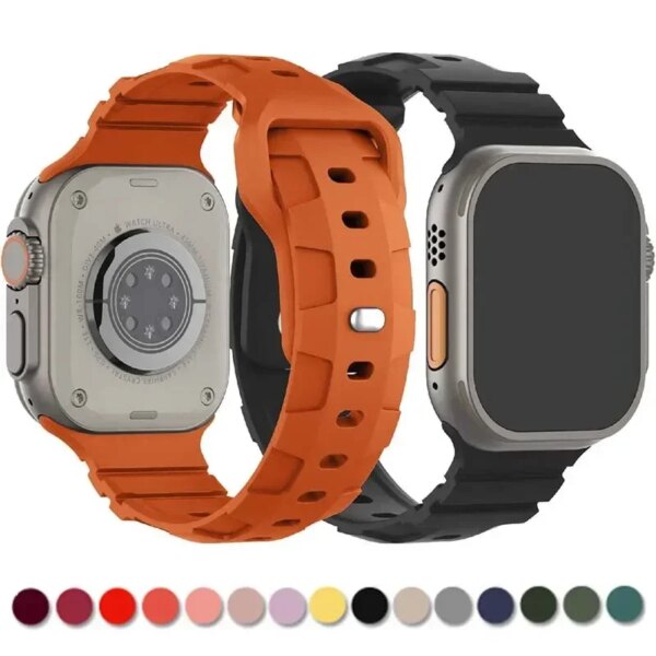 Silicone Band for Apple Watch Ultra 2 49mm 45mm 41mm Sport Breathable Strap for IWatch Series 9 8 7 4 5 6 Se 40mm 42mm 38mm 44mm