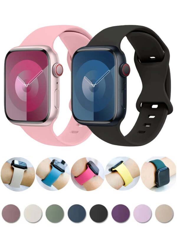 Silicone Strap For Apple Watch Band 44mm 45mm 41mm 40mm 49mm 42mm 38mm 45 44 MM Bracelet iWatch Series Ultra 2 SE 9 8 7 6 5 4 3