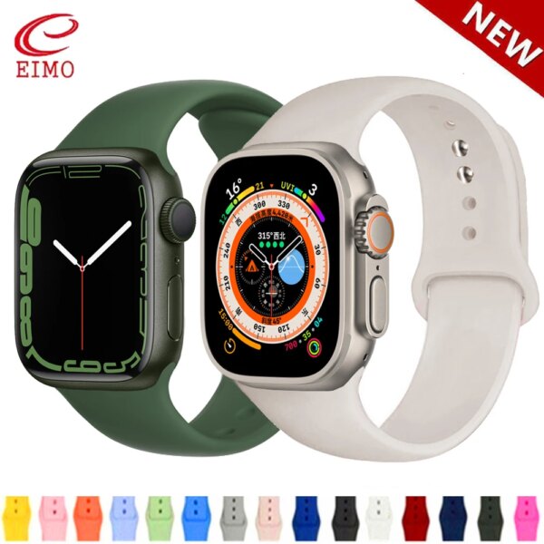 Silicone Strap For Apple Watch Band 45mm 40mm 49mm 44mm 41mm 38mm 45 44 mm correa bracelet iwatch series 9 8 7 3 Ultra se bands