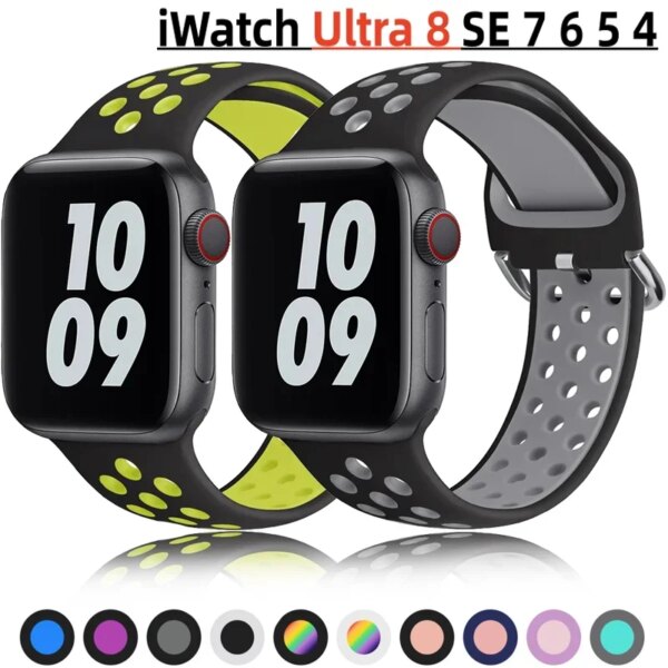 Silicone Strap For Apple Watch Band 45mm 41mm 49mm 44mm 40mm 42mm 38 44 45mm Sport Bracelet iWatch Series Ultra 9 8 7 6 5 4 SE 3