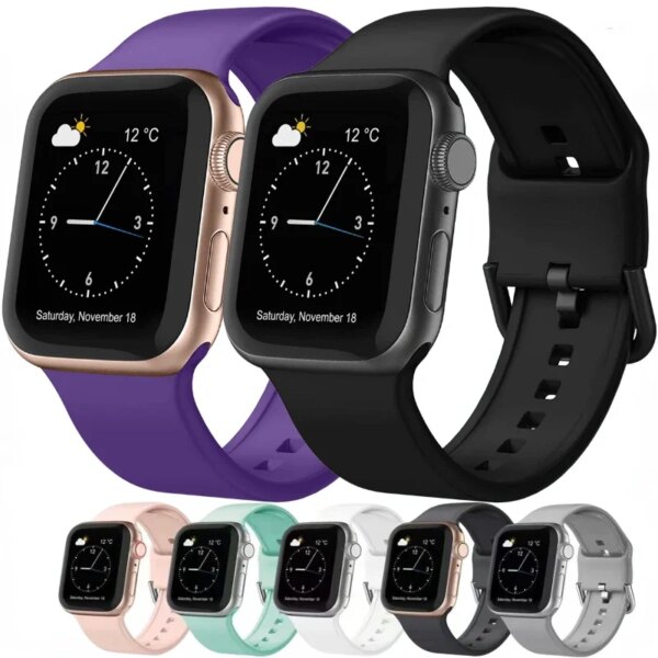 Silicone Strap For Apple Watch Ultra2 49mm 9 8 7 45mm 41mm Sports Comfort Bracelet Band iWatch Series 6 5 4 3 SE 44mm 40mm 42mm