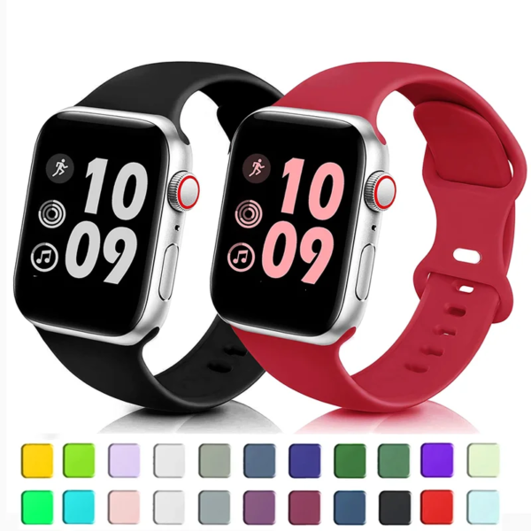 Silicone Strap For Apple Watch bands 45mm 44mm 49mm 40mm 41mm 42mm Sport bracelet correa iWatch Series SE 9 8 7 6 5 3 4 Ultra 2