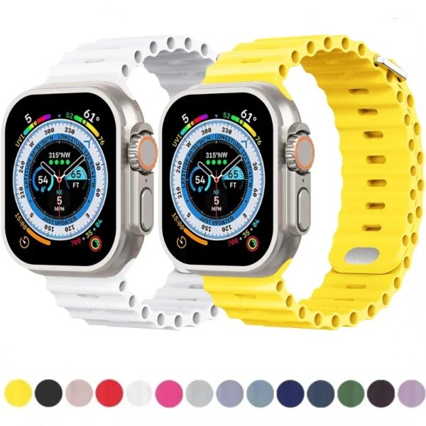 Silicone Strap for Apple Watch Ultra/2 49mm Sports Breathable Soft Wrist Band for Iwatch 9 8 7 6 5 4 SE 45mm 41mm 44mm 42mm 40mm