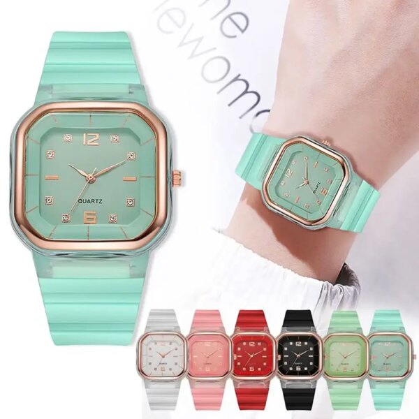 Silicone Watch for Women Outdoor Square Dial Sports Wristwatches Simple Casual Couple Quartz Watch Candy Color Relogio Feminino