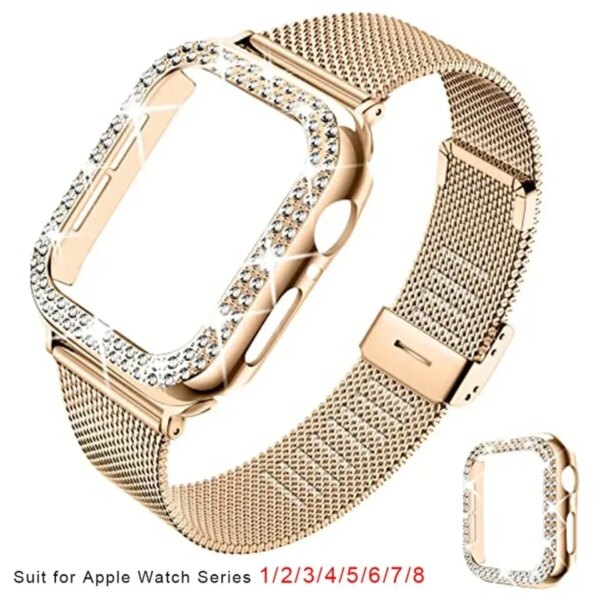 Silm Strap+Case For Apple Watch Band 40mm 41mm 44mm 45mm 38mm 42mm Correa Meatl Milanese Bracelet IWatch Series 3 4 5 6 SE 7 8