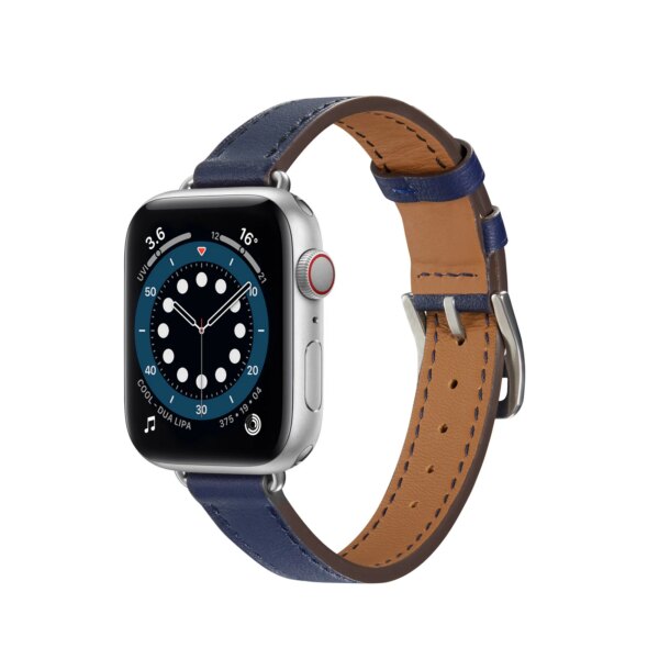 Slim-fit leather strap for Apple watch band 45mm 44mm 40mm 41mm series 9 8 7 6 5 4 SE Men/Women bracelet strap iwatch 42mm band