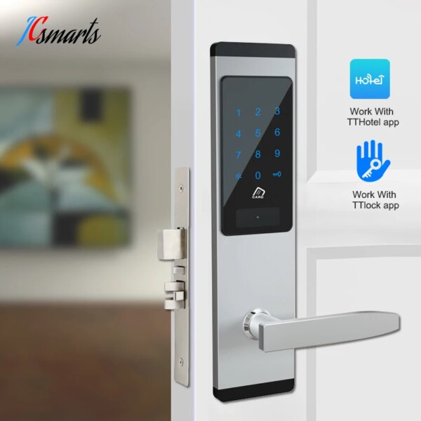 Sliver Color JCBL620 Smart Wireless TTlock App Bluetooth Door Lock Electronic Digital Combination NFC IC Card Lock For Apartment