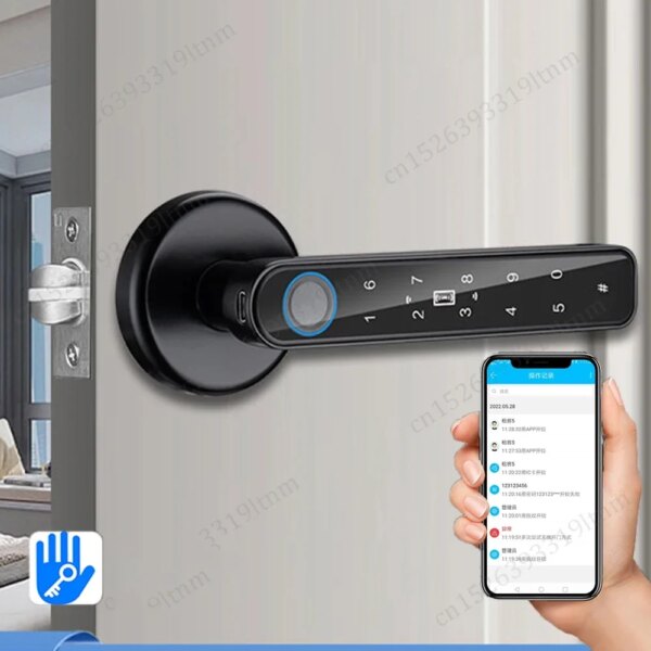 Smart Lock Biometric Fingerprint Password Key Unlock Digital Electronic Door Lock TTLOCK APP Remote Unlocking Keyless Entry