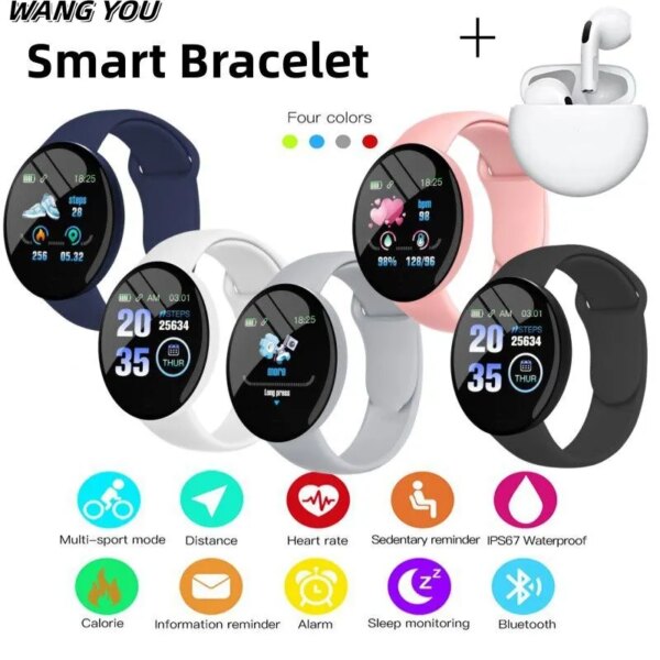 Smart Watch Men Waterproof Smartwatch Wireless Bluetooth Headsets Women Kids Blood Pressure Monitor Fitness Tracker Watch Sport