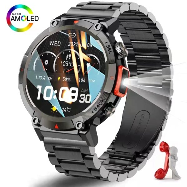 Smartwatch Smart Watch Bluetooth Call With Flashlight Sport Tracker Blood Pressure IP67 Waterproof For Huawei Xiaomi Android IOS