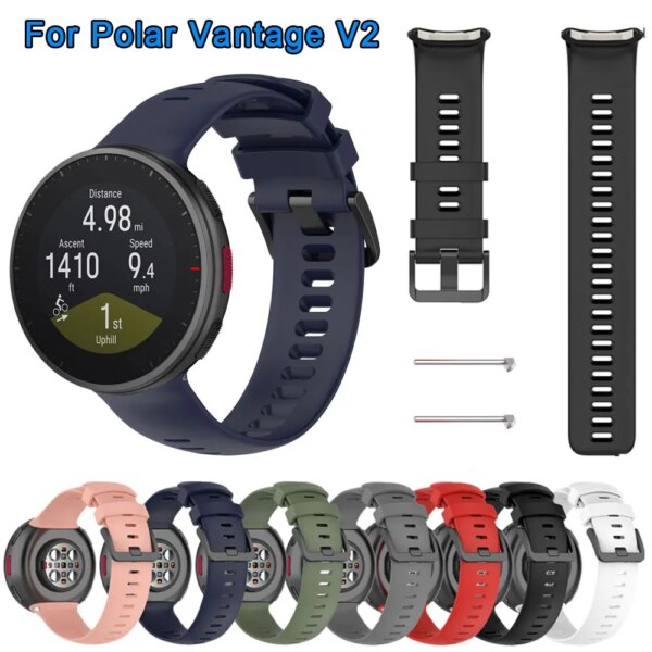 Soft Silicone Strap For Polar Vantage V2 Smart Watch Replacement Watchband Bracelet Wristband Accessories Metal Buckle