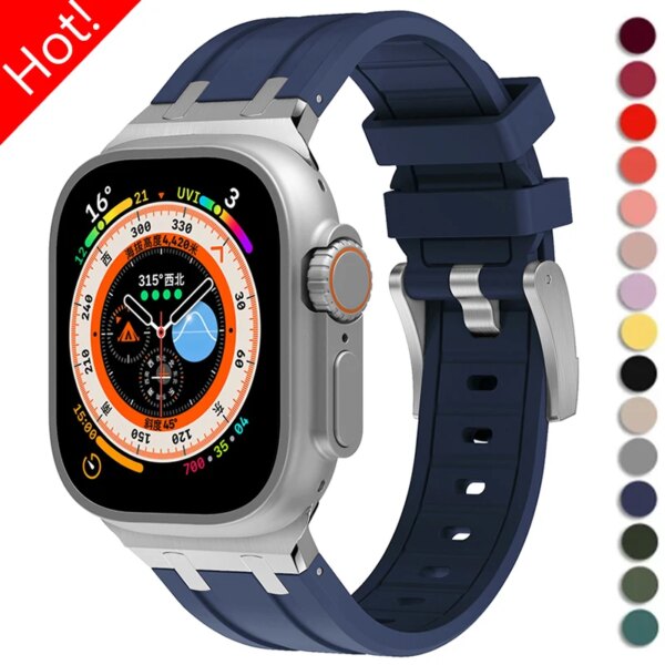 Soft Silicone Strap for Apple Watch Band Ultra 2 49mm 9 8 7 45mm 41mm Sports Bracelet for IWatch 6 5 4 SE 44mm 42mm 38 40mm Band