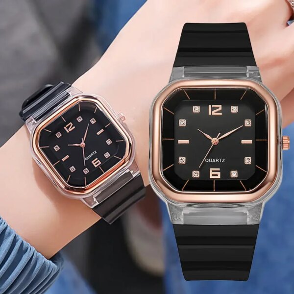 Square Dial Silicone Watch for Women Outdoor Sports Wristwatches Simple Casual Couple Quartz Watch Candy Color Relogio Feminino