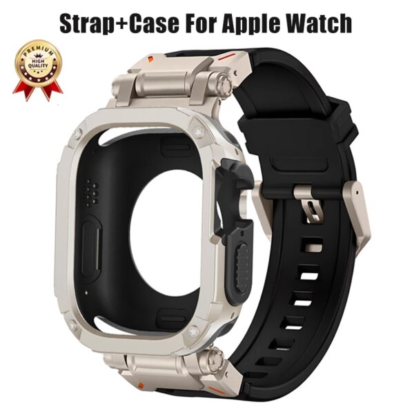 Strap+Case for Apple Watch Band Ultra 2 49mm 44mm 45mm TPU Protector Case Cover Silicone Bracelet for IWatch Series 9 8 7 6 5 4