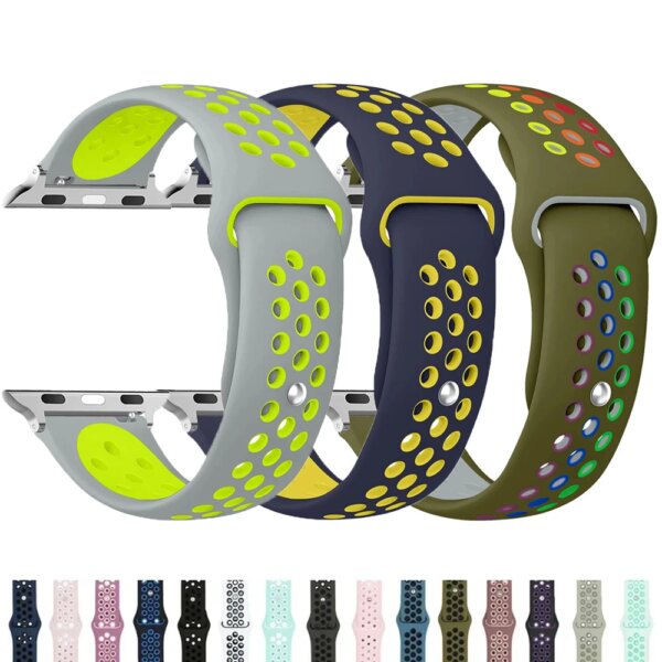 Strap For Apple Watch Band 45mm 44mm 42mm 40mm 49mm 41mm 38mm 44 mm silicone Bracelet correa iwatch Series 7 8 9 6 5 4 Ultra se