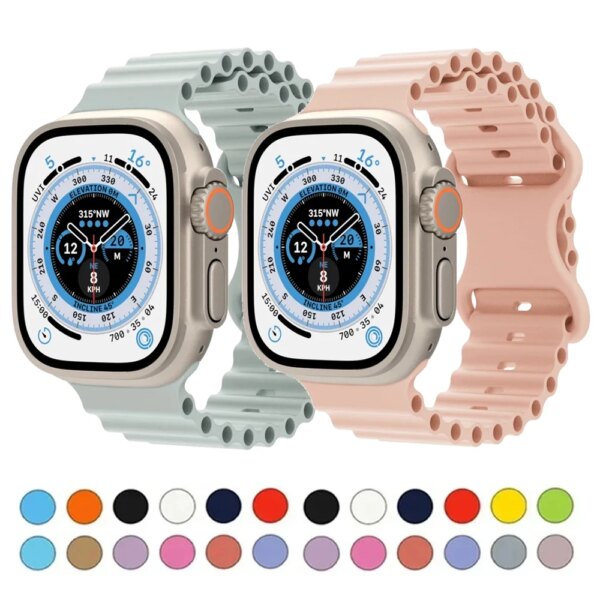 Strap For Apple watch ultra band 49mm 44mm 45mm 41mm 40mm 38mm 44 45 mm 1:1 Original Ocean belt iWatch series 9 8 7 se bands