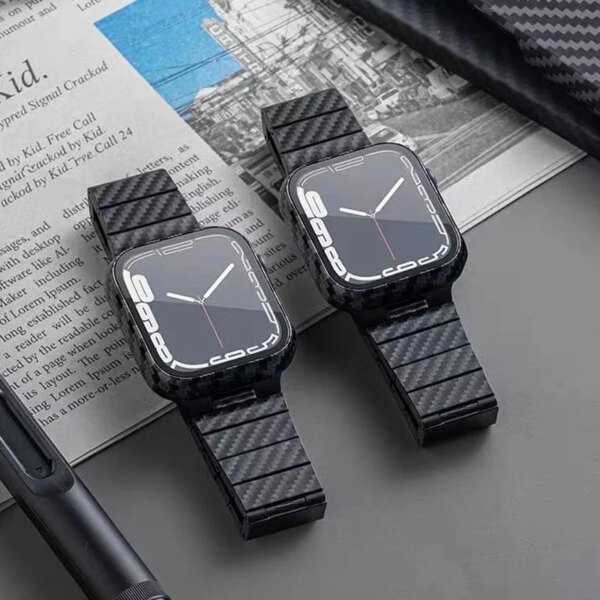 Strap for apple watch band 44mm 42-40-41-45mm 44 mm Carbon fiber pattern Bracelet belt iWatch series ultra 49mm 9 8 7 6 5 3 SE