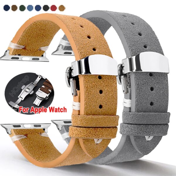 Suede Strap for Apple Watch Band 41mm 40mm 45mm 44mm Ultra 2 49mm Barcelet for Iwatch Series 9 8 7 6 5 4 SE 3 Butterfly Buckle