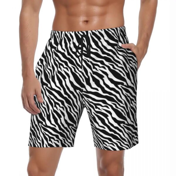 Summer Gym Shorts Men Zebra Stripe Running Surf Animal Print Custom Board Short Pants Stylish Comfortable Swim Trunks Plus Size