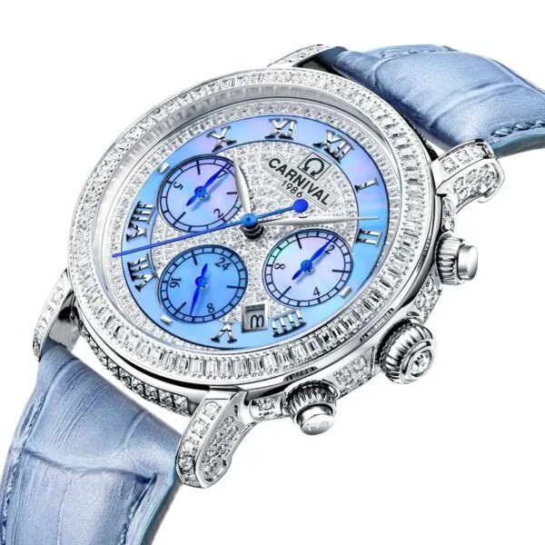 Switzerland Carnival Luxury Brand Full Diamond Women Watches MIYOTA Automatic Mechanical Sapphire Multi-function Clock C86905-4