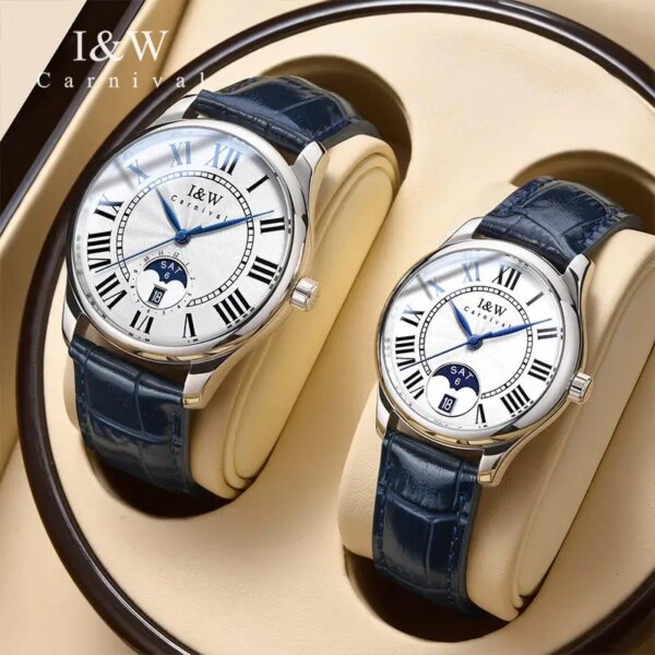 Switzerland I&W Carnival Luxury Brand Japan MIYOTA Automatic Mechanical Lover's Watches Sapphire Waterproof Couple Clock 717