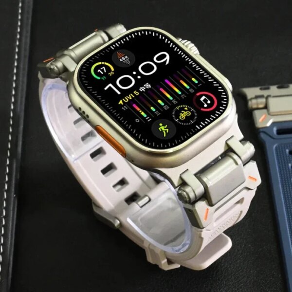 TPU Band for Apple Watch Ultra 49mm 45mm 42 44mm Rubber Titanium Color Strap for iWatch Series 9 8 7 se 6 5 4 ultra 2 49 Correa