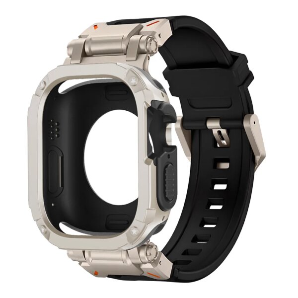 TPU Case+Rubber Loop Strap for Apple Watch Ultra 2 1 Band 49mm Silicone Men Bracelet for IWatch Series 44mm 45mm 8 7 6 5 4 Se 9