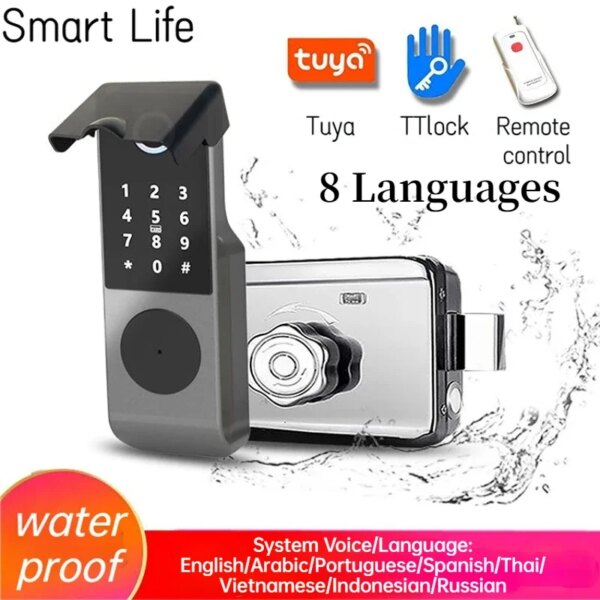 TTLock Wifi Fingerprint IC Card Digital Code key remote unlock courtyard apartment outdoor waterproof smart Electronic door lock