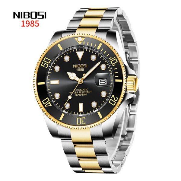 Top Brand NIBOSI Automatic Mechanical Wrist Watch Dress Luxury Luminous Phasetourbillon WristWatch for Men Waterproof Automatic