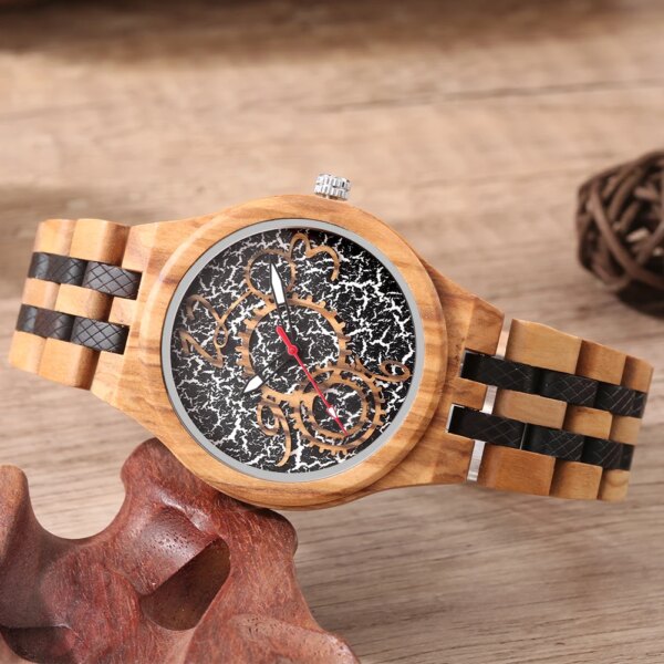 Top Luxury Wooden Quartz Wristwatch 2021 Watch for Men New Olive Wood Ebony Watches Clock Boyfriend Husband Best Gift