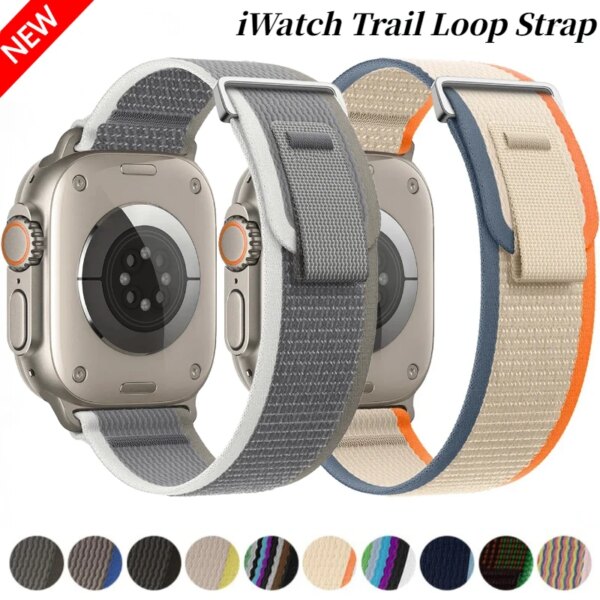 Trail loop Strap For Apple Watch Ultra 2 49mm Series 9 8 7 45mm 41mm Sports Nylon Bracelet iWatch 6 5 4 3 SE 44mm 40mm 42mm Band