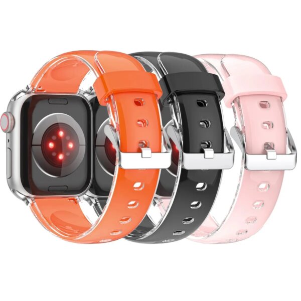 Transparent Jelly Soft Watch Band For Apple Watch Series 9 8 7 6 5 3 4 SE Women Bracelet for IWatch Strap 41 45 44 42 40 38 49MM