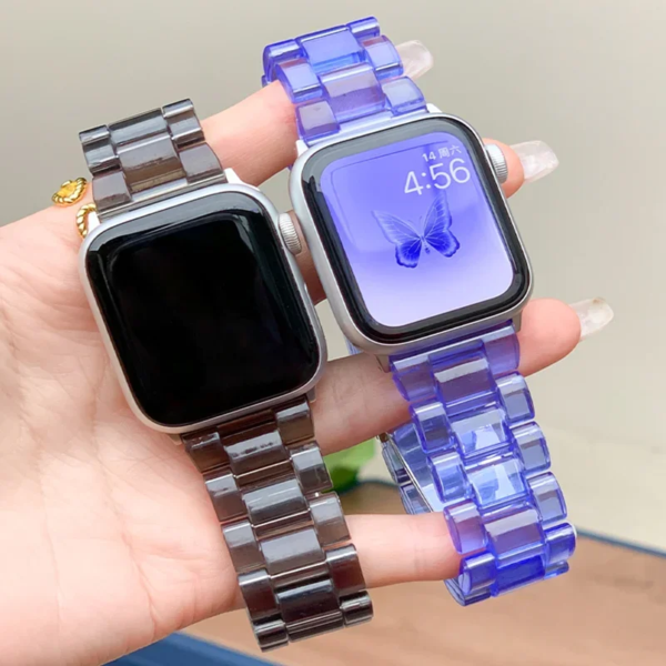 Transparent Resin strap for apple watch band 42mm 40mm correa 44mm 38mm Smart Wrist link bracelet iwatch series 8 7 6 5 4 SE 9