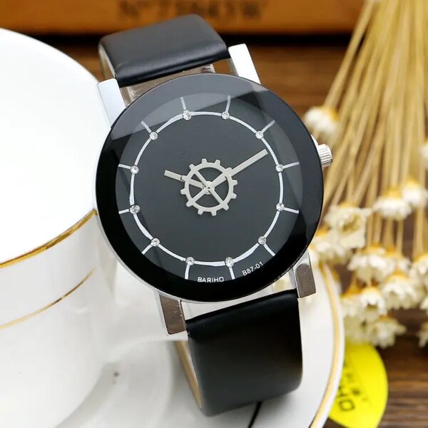 UTHAI CQ150 Korean Version Couple Watch Gear Needle Fashion Watch Turntable Student Pair Watch Thin Belt Quartz Watch