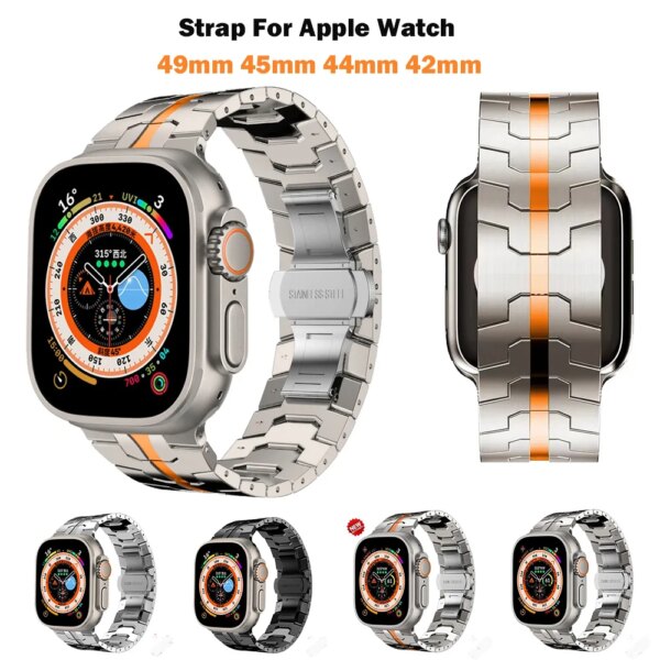 Ultra 2 Titanium Color Strap For Apple Watch 49mm 45mm 44mm 42 Luxury Metal Band For iWatch 9 8 7 6 SE Stainless Steel Bracelet