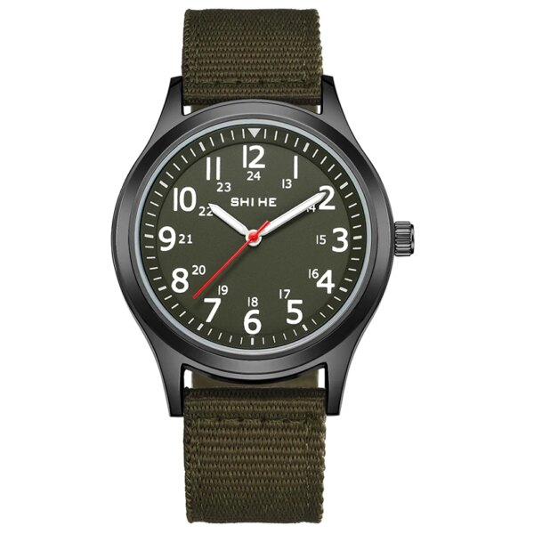 Unisex Watch for Men Women Easy Read Dial Couple Casual Military Sports Quartz Watches Nylon Strap Wristwatch Army Green Clock