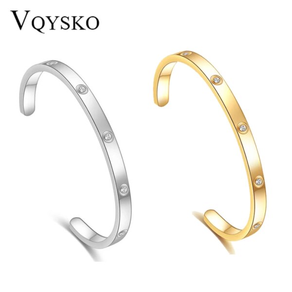 VQYSKO Key open Titanium steel couple Bracelet For Women men loves brand jewelry Bangles & Bracelets Femme Bijoux Pulseira