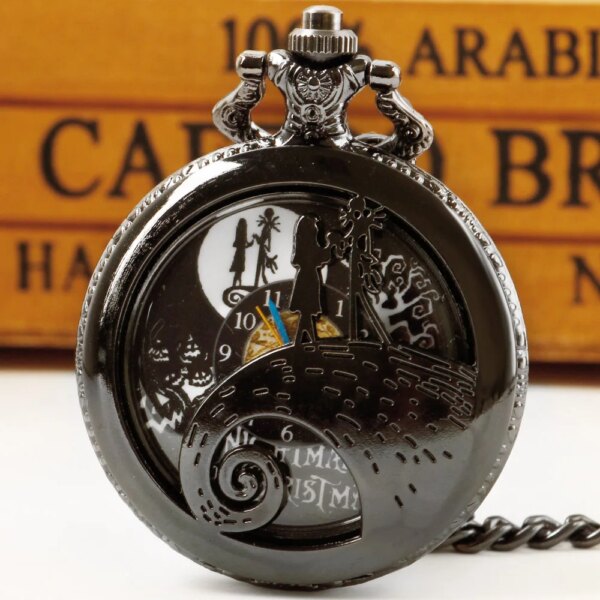 Vintage Couple Quartz Pocket Watch Necklace Punk Jewelry Pendant Day of the Dead Halloween Best Gift reloj de bolsillo