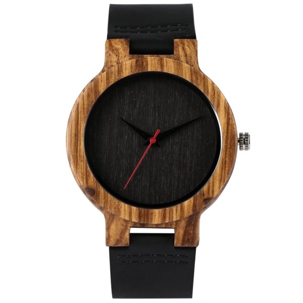 Vintage Minimalist Black/Brown/Green Dial Wood Watch for Men Women Genuine Leather Quartz Wristwatches Stylish Man Clock Gifts