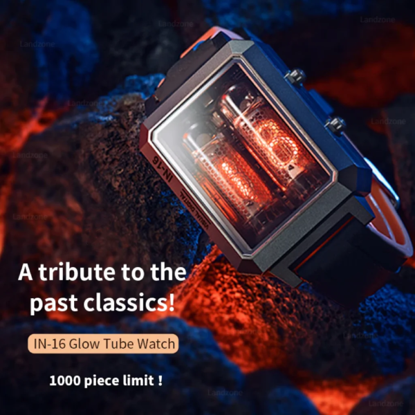 Vintage Smart Watch IN-16 Nixie Tube Watch Counts Time and Seconds Wireless Charging IPX4 Waterproof Shatterproof Wristwatch