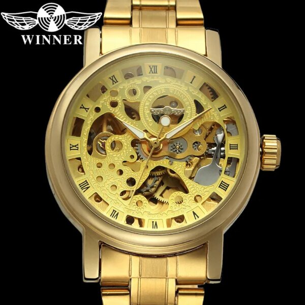 WINNER Classic Automatic Mechanical Women Wristwatch Clock Top Brand Luxury Stainless Steel Skeleton New Ladies Watch Gift 8005