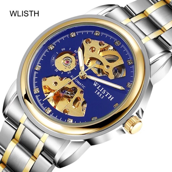 WLISTH Fashion Royal Design Skeleton Waterproof Luminous Men Wristwatches Reloj Hombre Auto Winding Men's Mechanical Watches