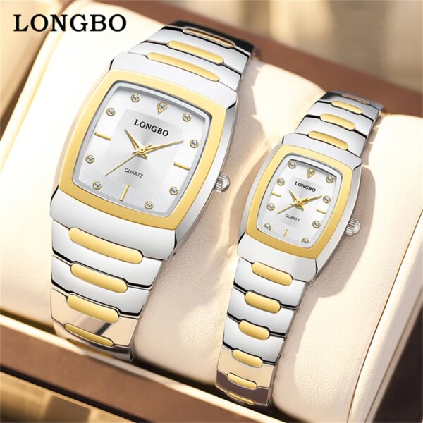 Watches For Couple Watch 2024 Luxury Square Gold Quartz Clock Stainless Steel Waterproof Lady Man's Wristwatch Business Watch