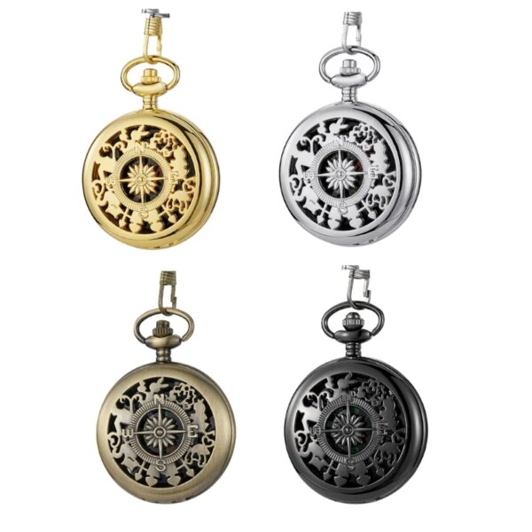 Waterproof Survival Compass Retro Hiking Belt Chain Camp Pocket Watch Compass