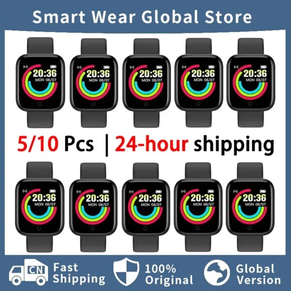 Wholesale 5/10 Pcs Y68 Smart Watch For Xiaomi Huawei Bracelet Men Women D20 Smartwatch Electronic Clock Fitness Monitor Birthday